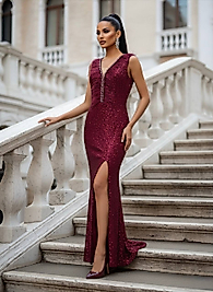 İtalyan tasarımBordo abiye elbise