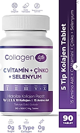 Collagen Life C Vitamin Çinko Selenyum 500 mg 90 Tablet