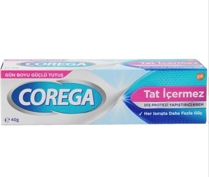 Corega Gün Boyu Güçlü Tutuş Diş Protez Yapıştırıcı Tat İçermez Krem 40 gr