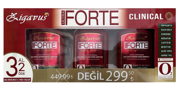Zigavus Forte Ultra Clinical Şampuan 300 ml | 3 Al 2 Öde