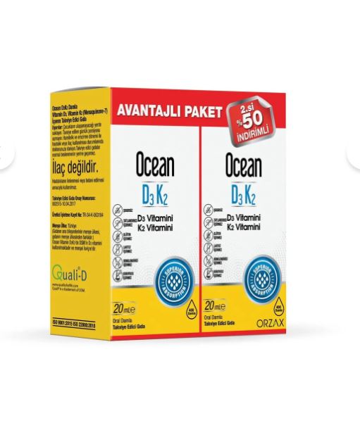 Ocean Orzax D3K2 20ml Damla 2'li PAKET