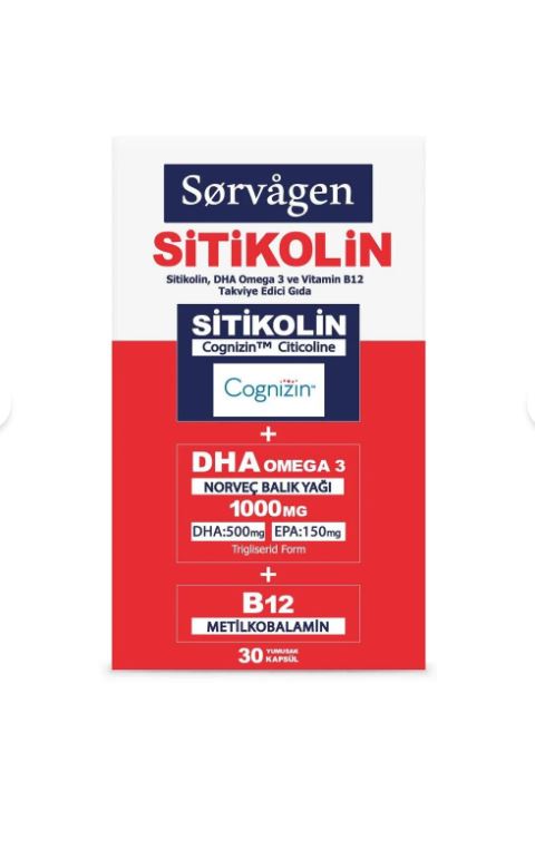 Sorvagen Sitikolin DHA Omega 3 ve B12 30 Kapsül