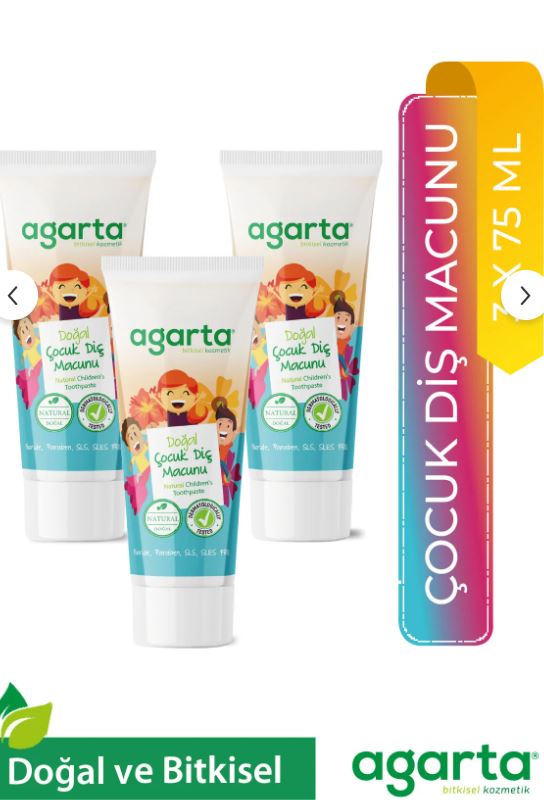 Agarta Doğal Çocuk Çilekli Diş Macunu 75 ml 3 adet