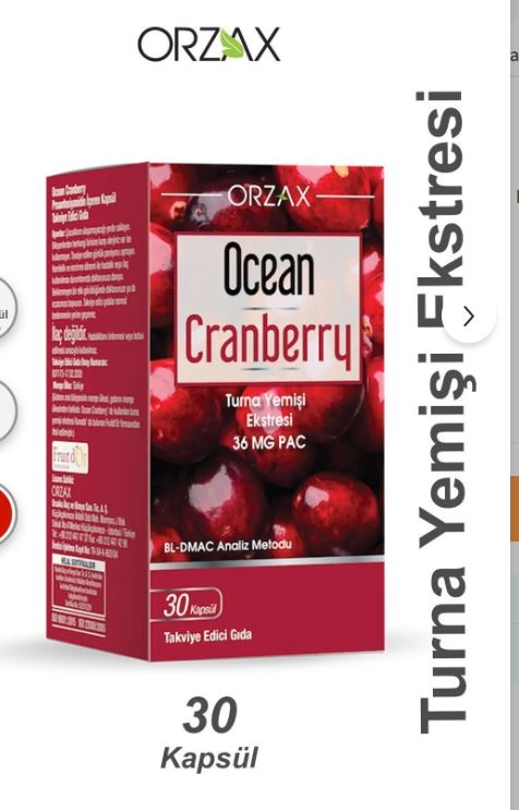Ocean Cranberry Turna Yemişi Ekstresi 36 mg Pac 30 Kapsül