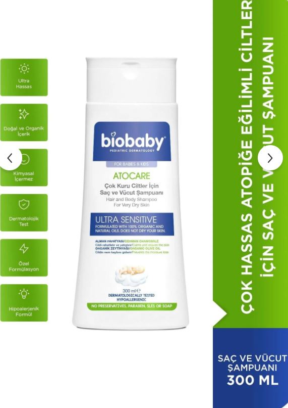 Biobaby Atocare Kuru ve Atopik Ciltler İçin Şampuan 300 ml