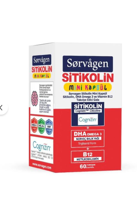 Sorvagen Sitikolin DHA Omega-3 ve B12 60 Mini Kapsül