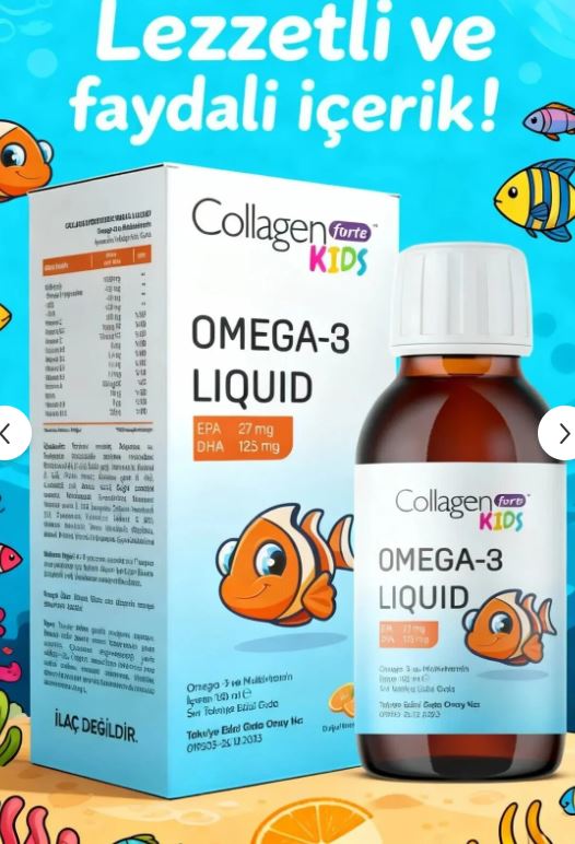 Collagen Forte Omega-3 Kids Liquid & Multivitamin Portakal Aromalı Sıvı Balık Yağı 150 ml