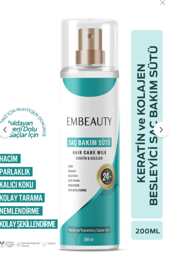 Embeauty Besleyici Keratin Kolajen Saç Bakım Sütü 200 ml