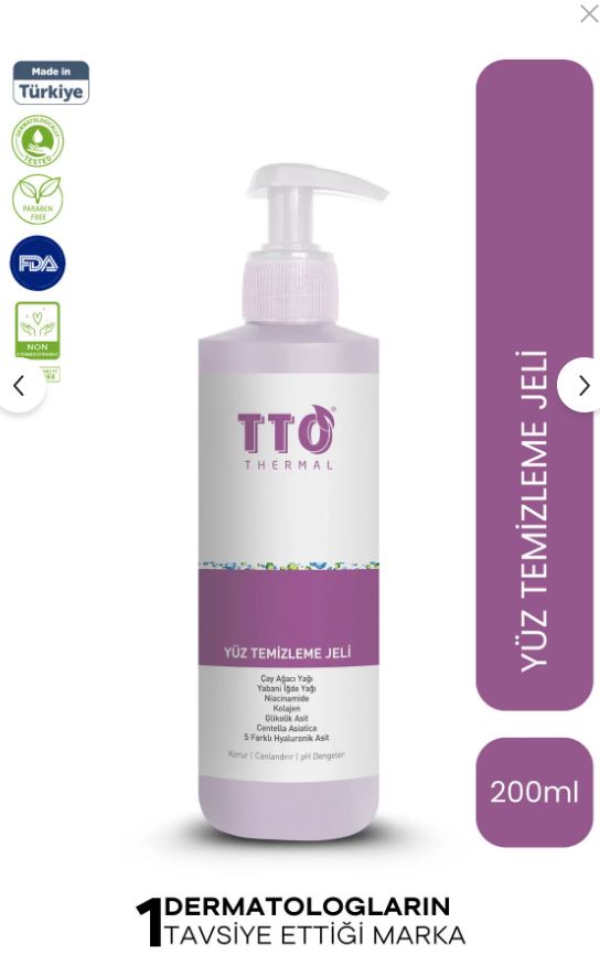 Tto Thermal Yüz Temizleme Jeli 200 ml cilt arındırıcı, nazik temizleyici