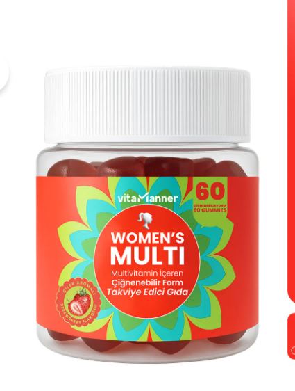 Vitamanner Women’s Multi | Multivitamin İçeren Çiğnenebilir 60 Gummies